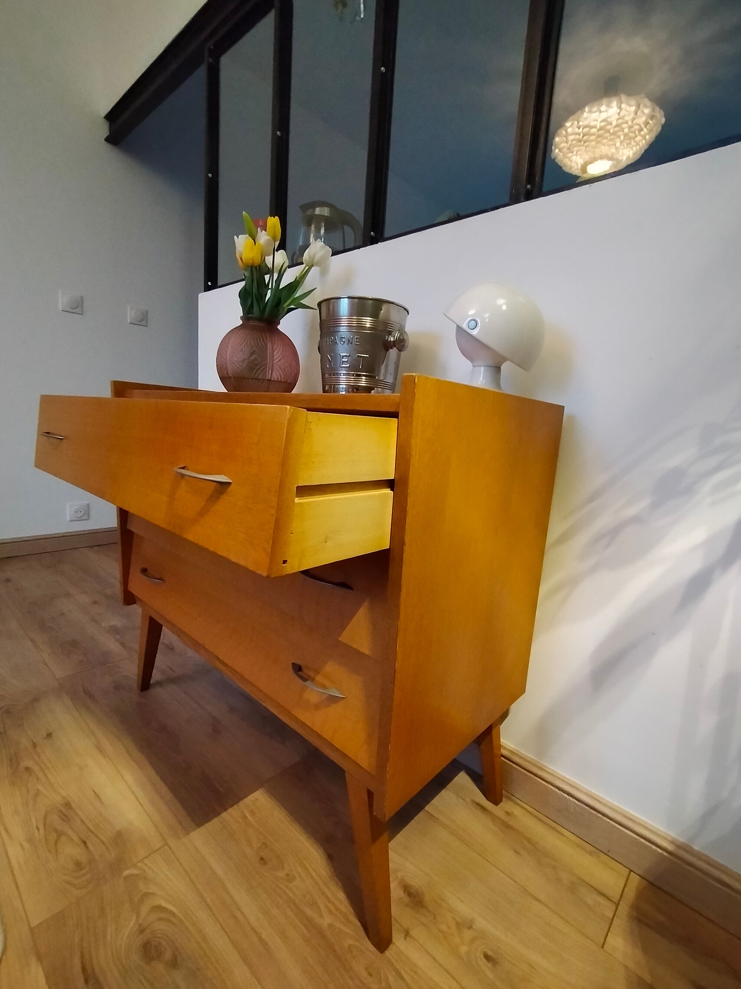 Scandinavian dresser vintage compass feet