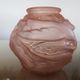Art Deco vase in pink moulded glass "bird motif" 40s