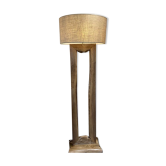 Walnut wood floor lamp