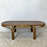 Vintage rattan coffee table 70's