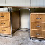 Bauhaus desk in oak and chrome, 1930s
