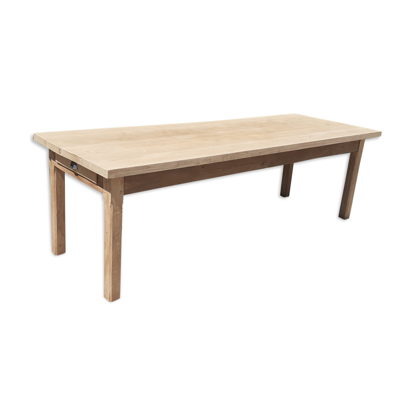 Solid oak farm table 1 rough wood drawer