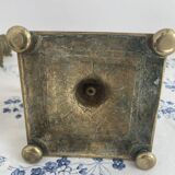 Pair of brass dolphin candlesticks, late 19th century, Napoleonic period