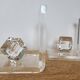 Pair of solid plexiglass bookends, faceted cubes, 1980s