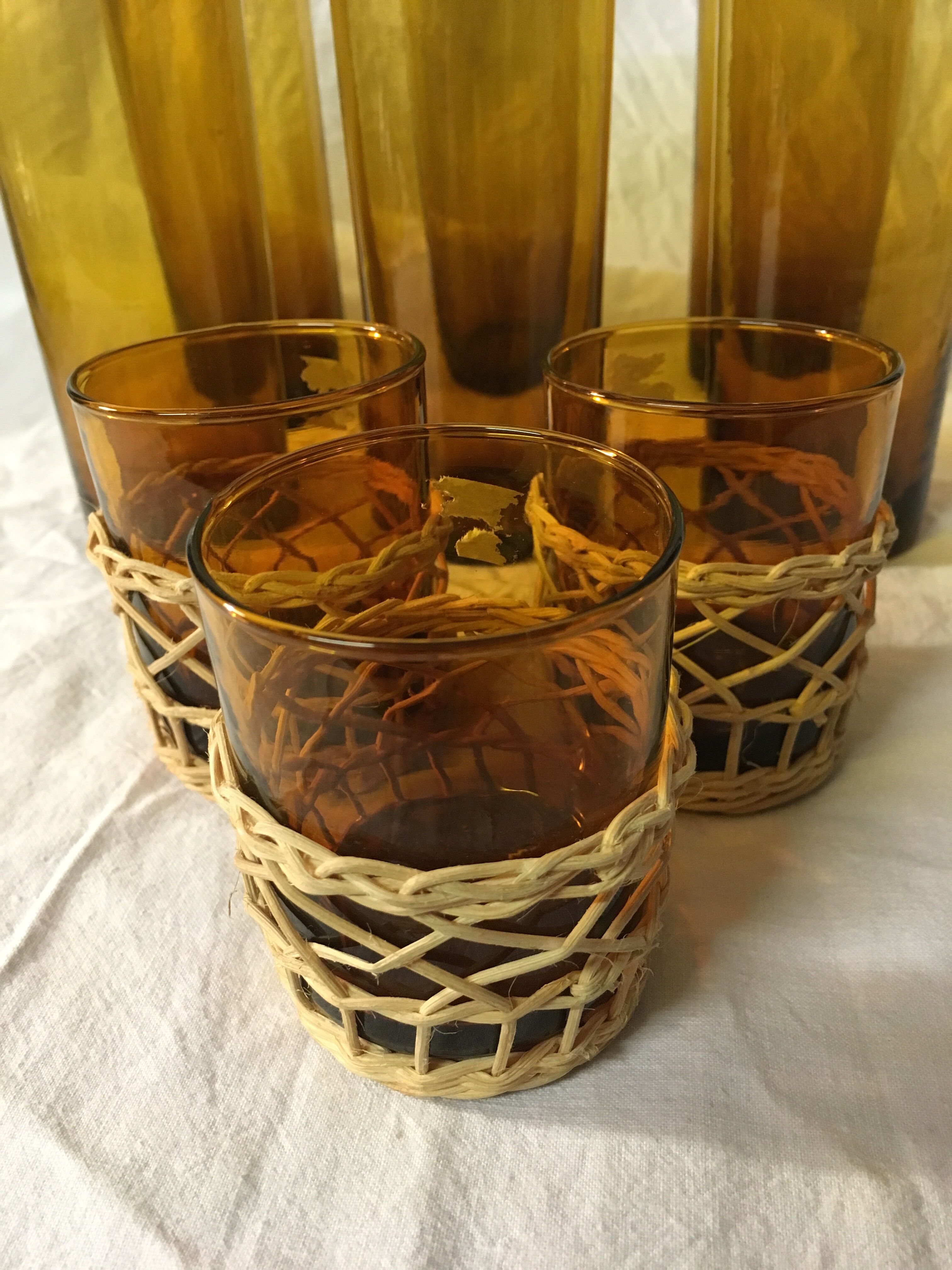 Lot of amber glasses