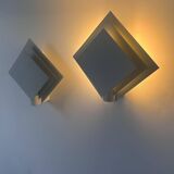 Pair of vintage wall lights, white lacquered metal, Netherlands 1970s