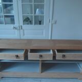 crafted dresser in raw solid wood.