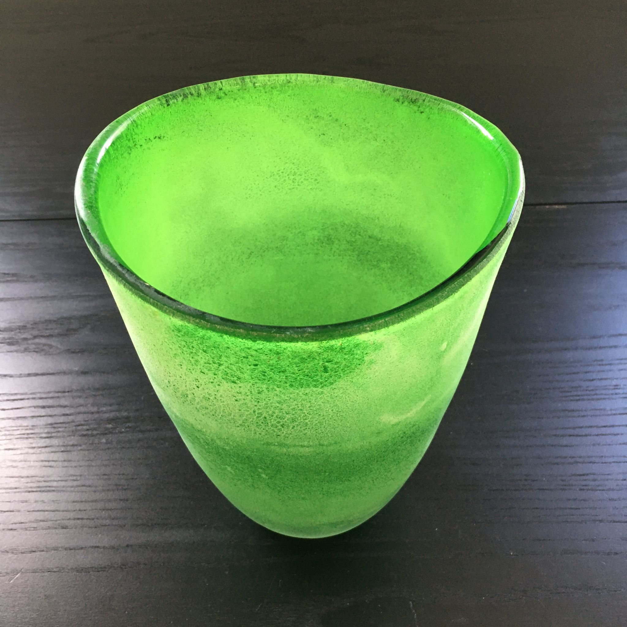Green glass paste vase
