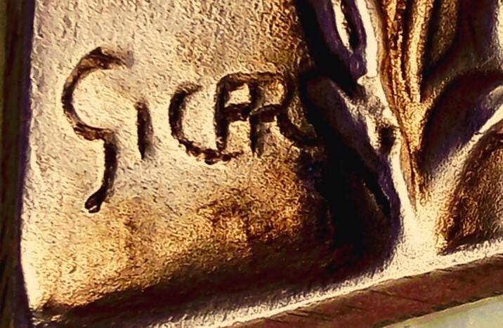 art nouveau holy water stoup Virgin