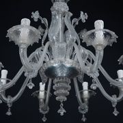 1940s Vintage Murano Clear Glass Chandelier, Classic Italian Art Glass