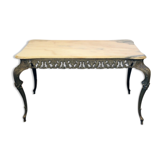 Table basse style Louis XV avec plateau en marbre