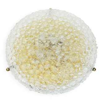 Large round frosted glass ceiling light by Hillebrand, Germany, 1970s.