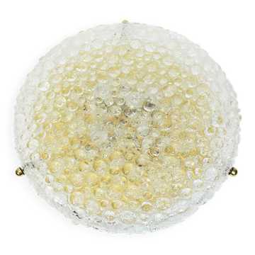 Large round frosted glass ceiling light by Hillebrand, Germany, 1970s.