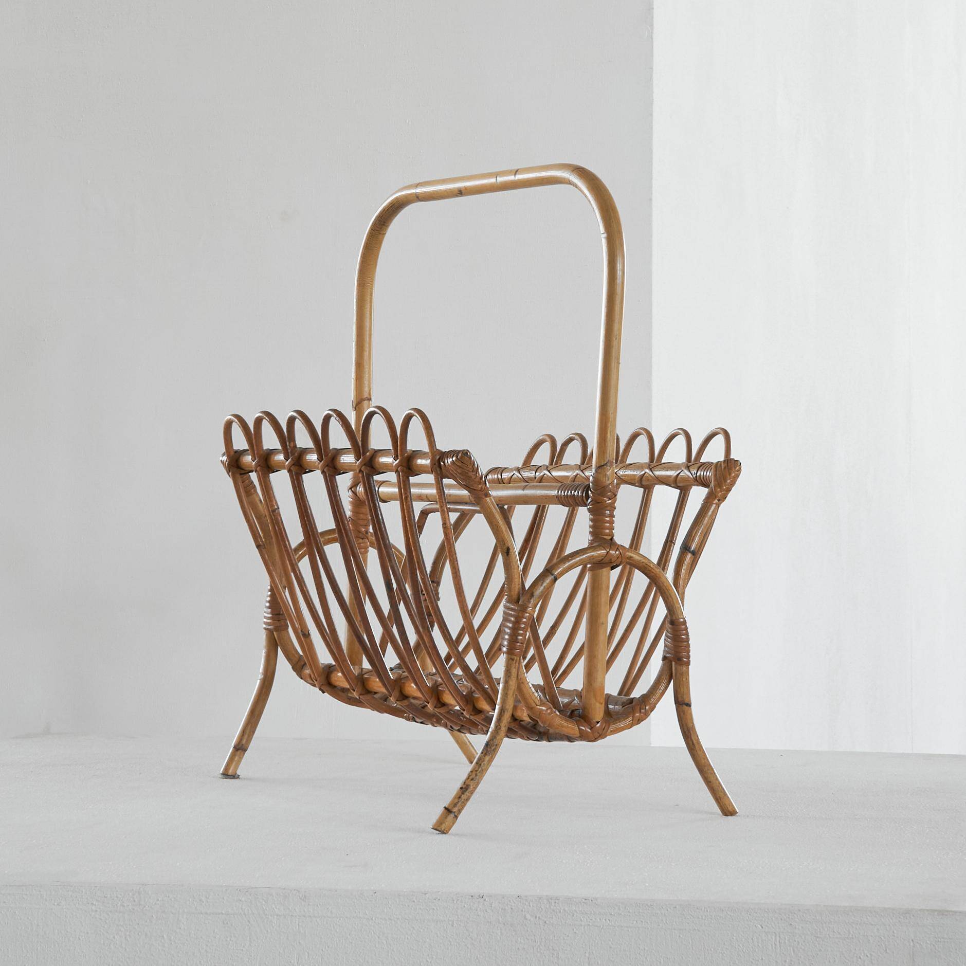 Bamboo magazine rack in mid-century 1960 style