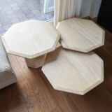 Set of 3 Vintage Italian Travertine Side Tables
