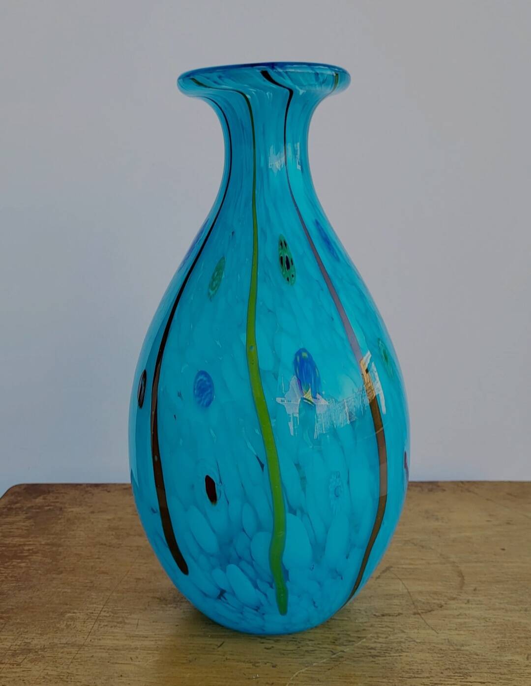 Vaas Meerkleurige en verre, style rétro, jaren 1980, Murano, italie