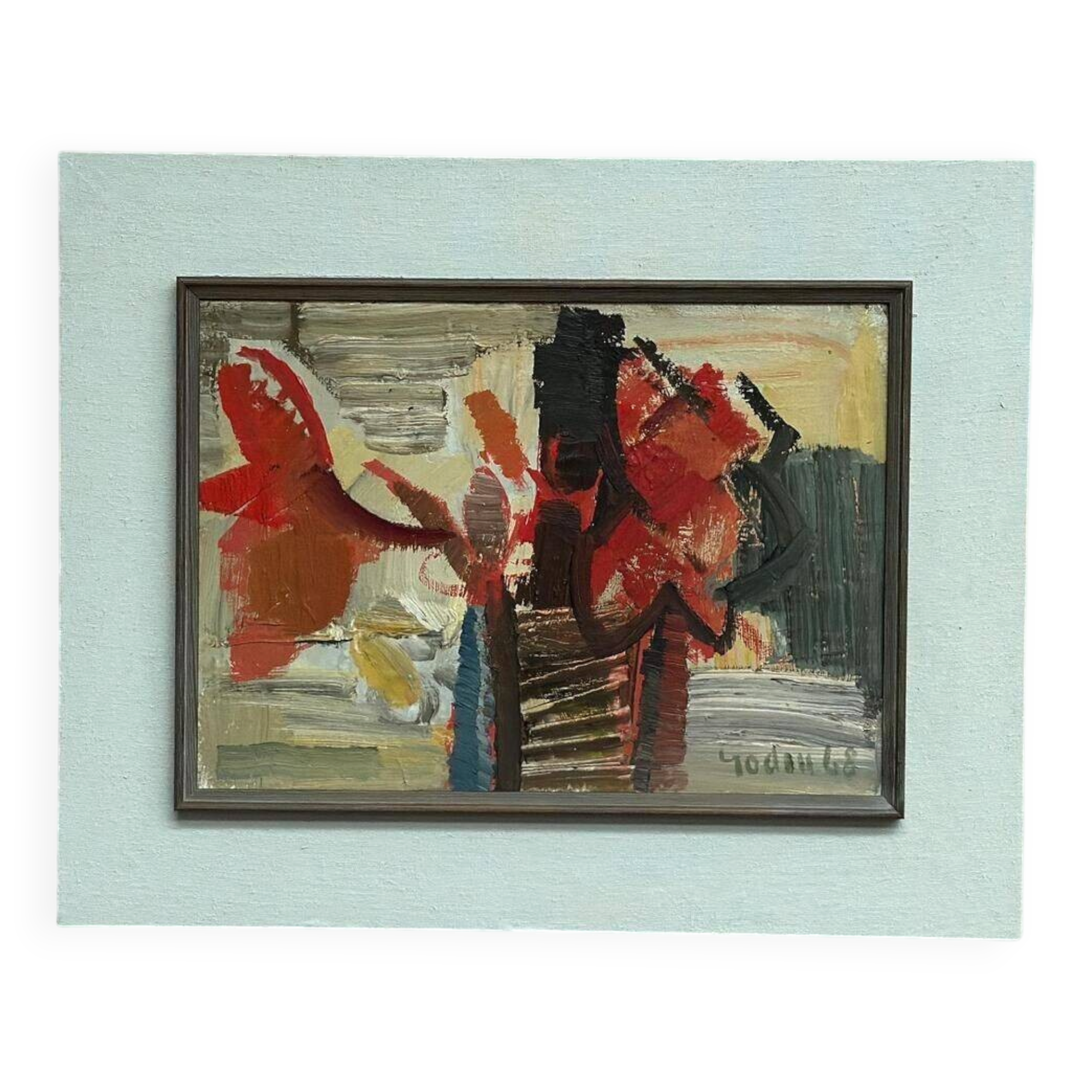 Original Mid Century Swedish Oil On Panel – Ragnar Godin (1968) – Still Life – Vintage & Framed 50 × 40 Cm (19.7" × 15.7")