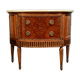 Commode sauteuse Louis XVI Demie lune en loupe d'orme et noyer vers 1900