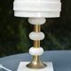 2 white alabaster and brass bedside lamps from the 60s
