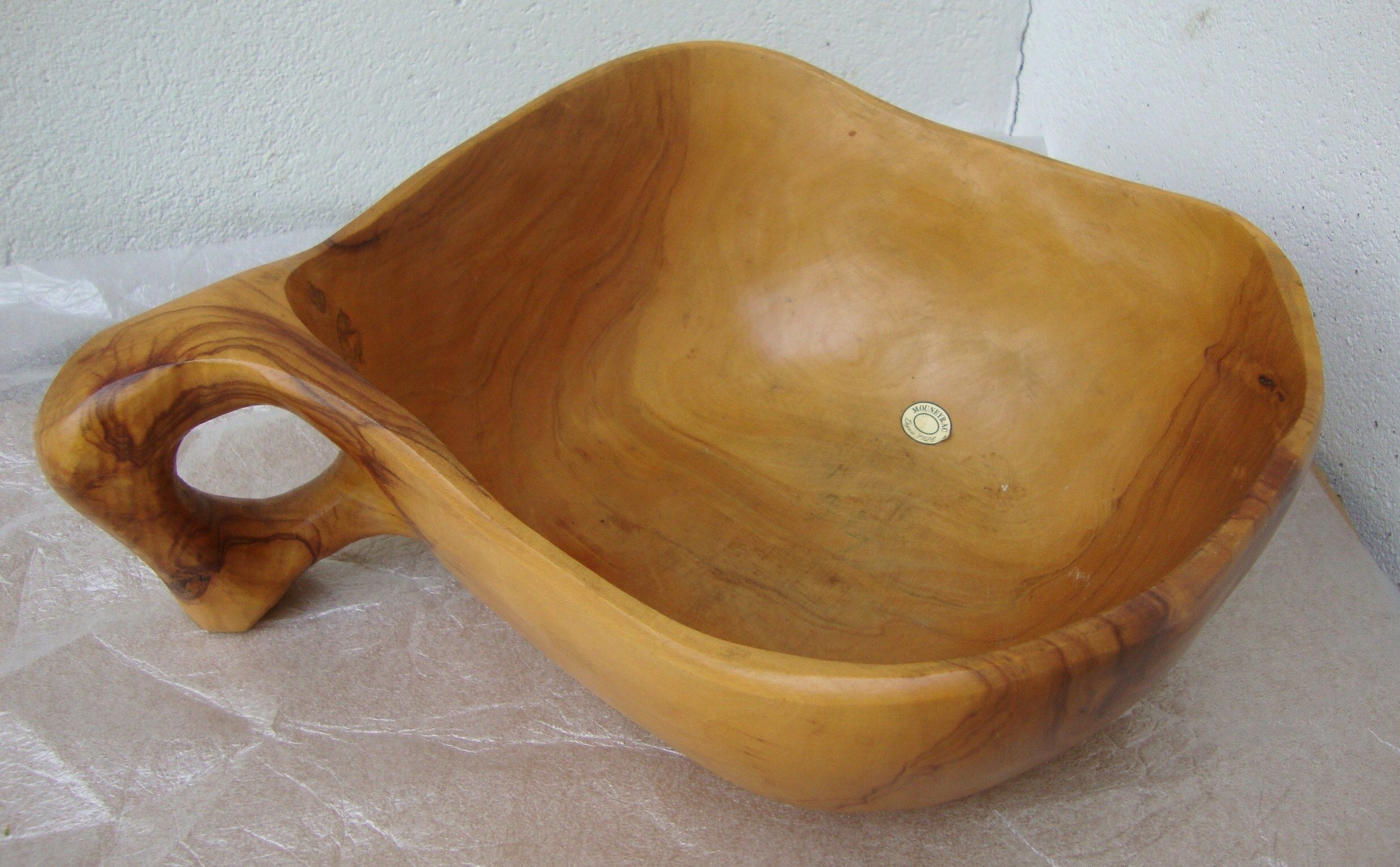 Olive wood fruit cup Marked Jean paul Brain Vallauris