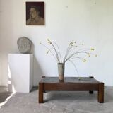 Table basse en chêne et ardoise 1950