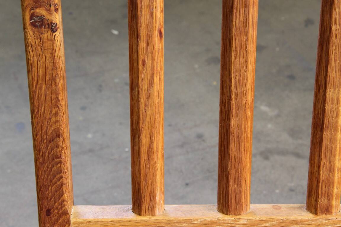 Vintage 1940s/50s solid oak Danish farmhouse chairs, Baroque style set of 4