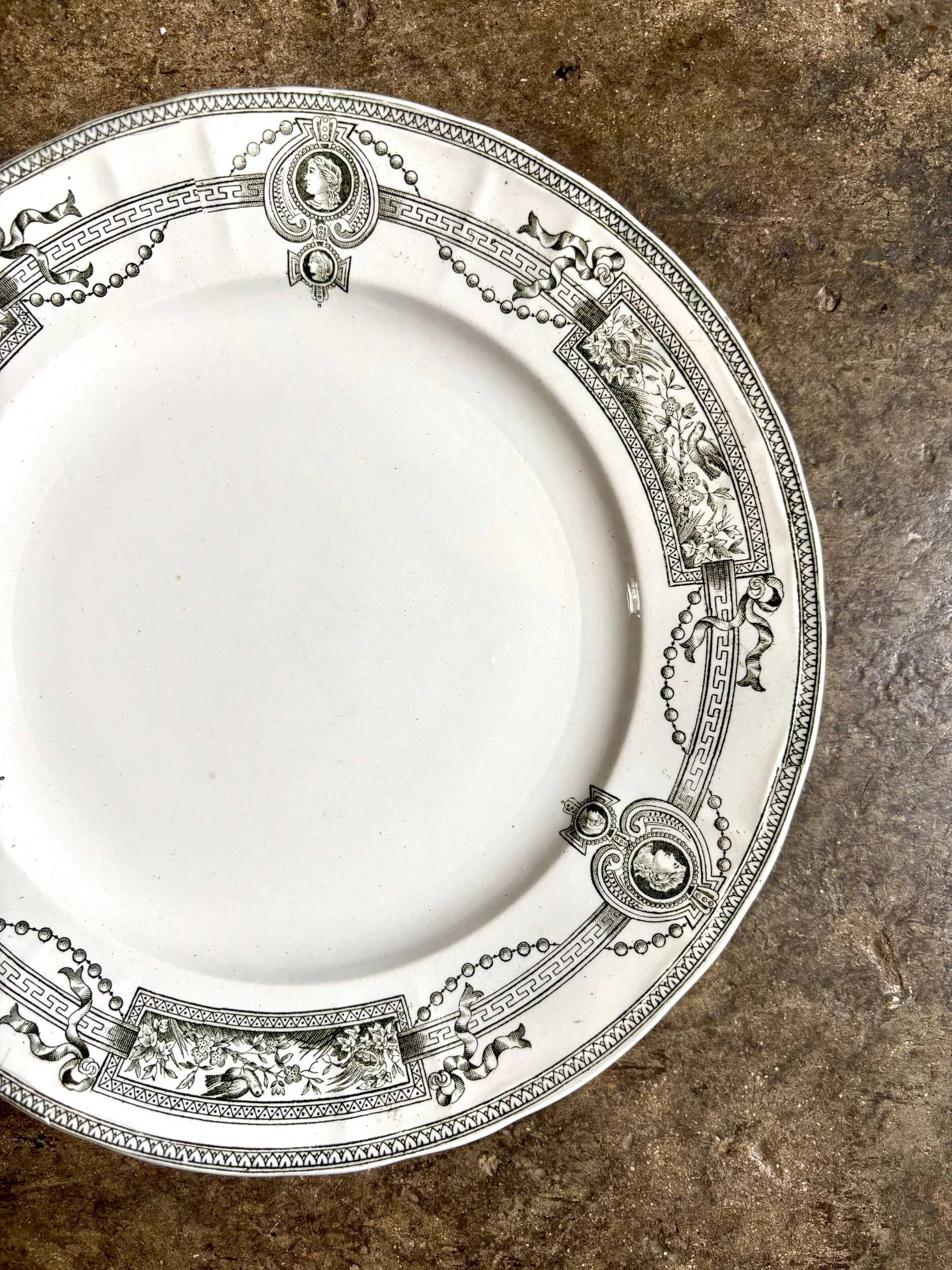 Flat plate in iron earthenware St Amand and Hamage, "Medallion" service