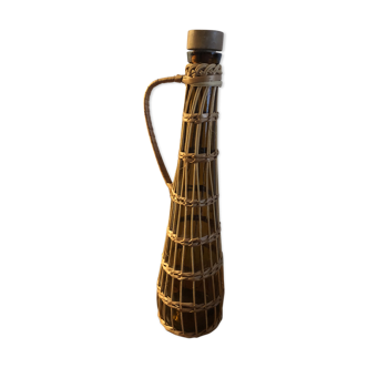 Amber and rattan glass carafe