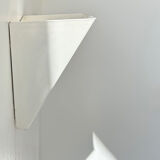 Pair of vintage geometric wall lights, white lacquered metal, France 1970