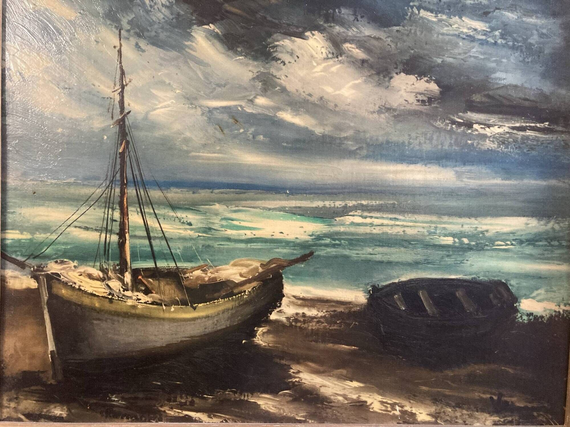 Oil on canvas, marine reproduction after Vlaminck 20th century.