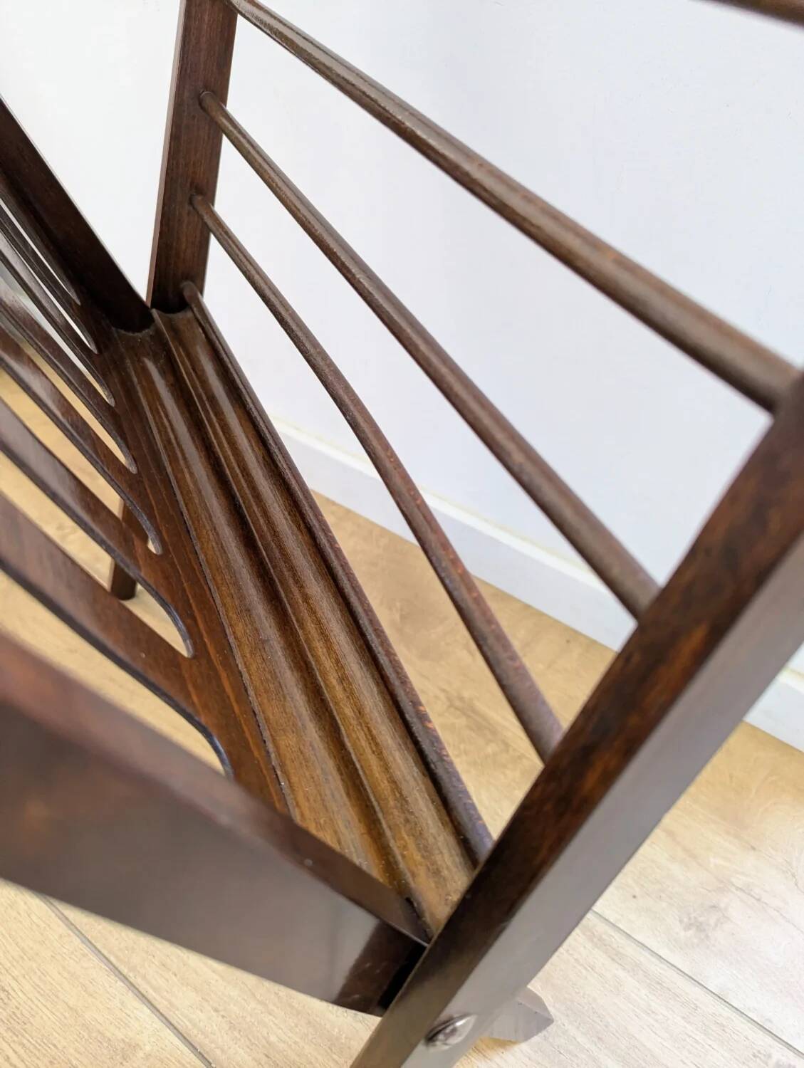 Vintage wooden magazine rack with Scandinavian design