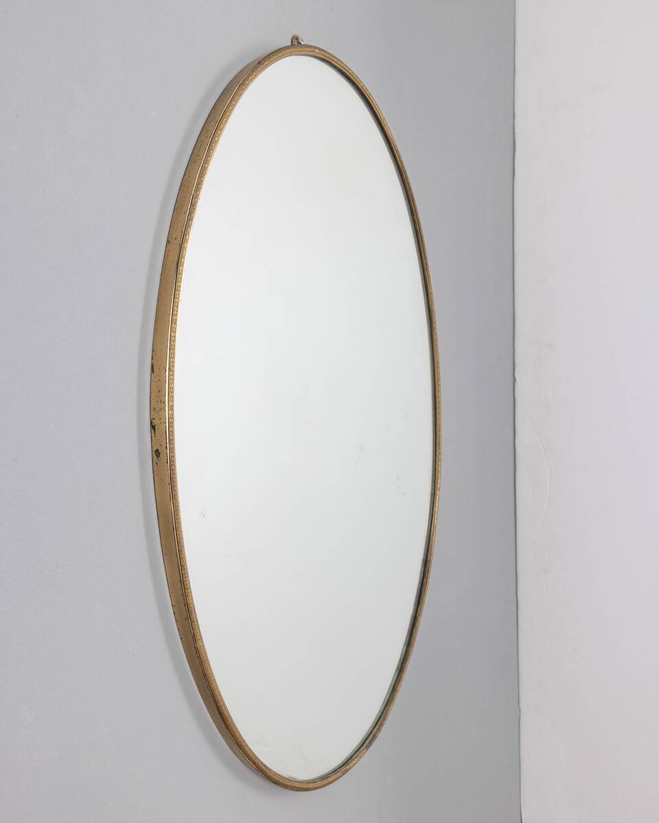 Vintage 1950s wall mirror in golden brass italian design