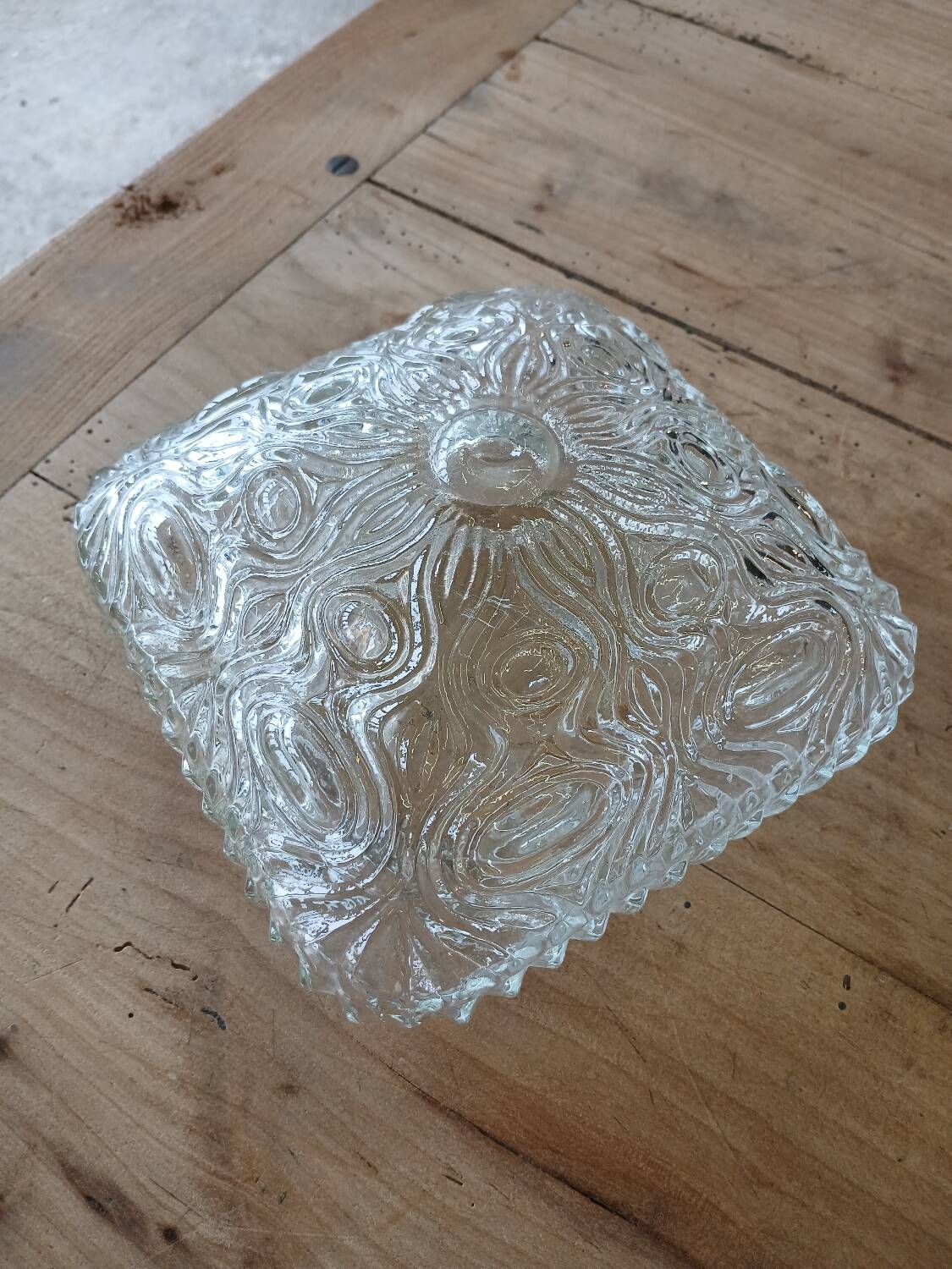 Antique ceiling light in molded glass