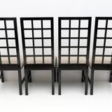 Four Black Lacquered High Back Chairs, 1979