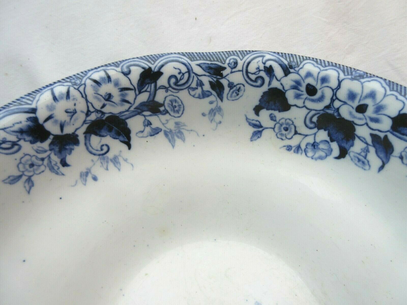 Saladier Creil Montereau, modèle Flora: Les Liserons bleus