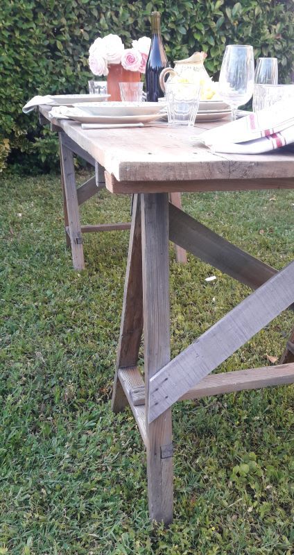 table tréteaux 2m atelier campagne ancienne
