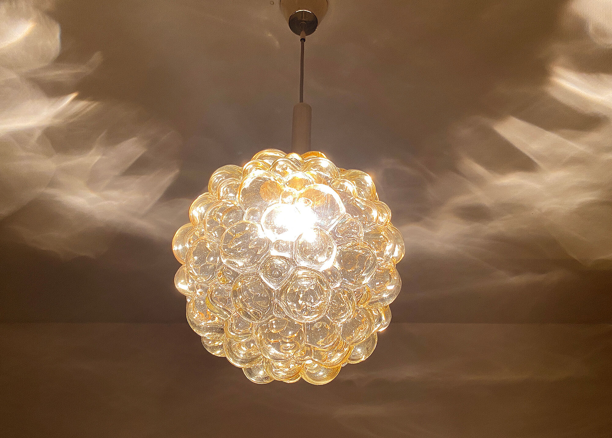 Vintage Limburg pendant lamp, Bubble Glass & Brass, 60s