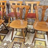 Set of 6 mismatched Baumann style bistro chairs from the 1970s