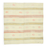 Tapis kilim carré en laine crème et beige