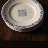 Un lot de 6 petites assiettes Terre de Fer bleu Clairefontaine Grec