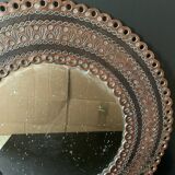Round mirror leather frame 50cm