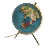 Globe vintage 1963 terrestrial Taride tripod glass world map - 28 cm