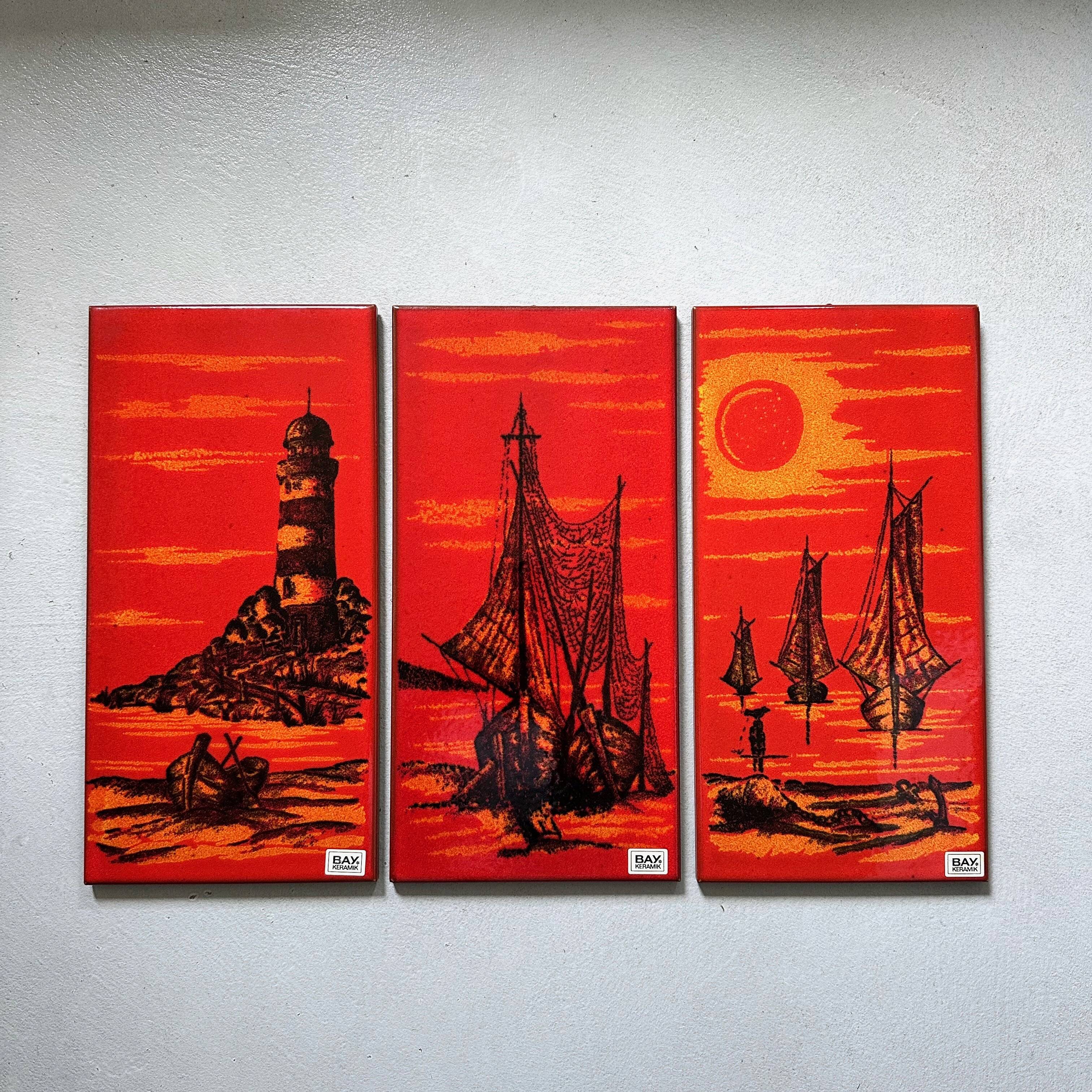 Mid-century wall art, Fat Lava wall plate by Bay Keramik