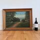 Vintage original coastal landscape oil painting, signed seaside art