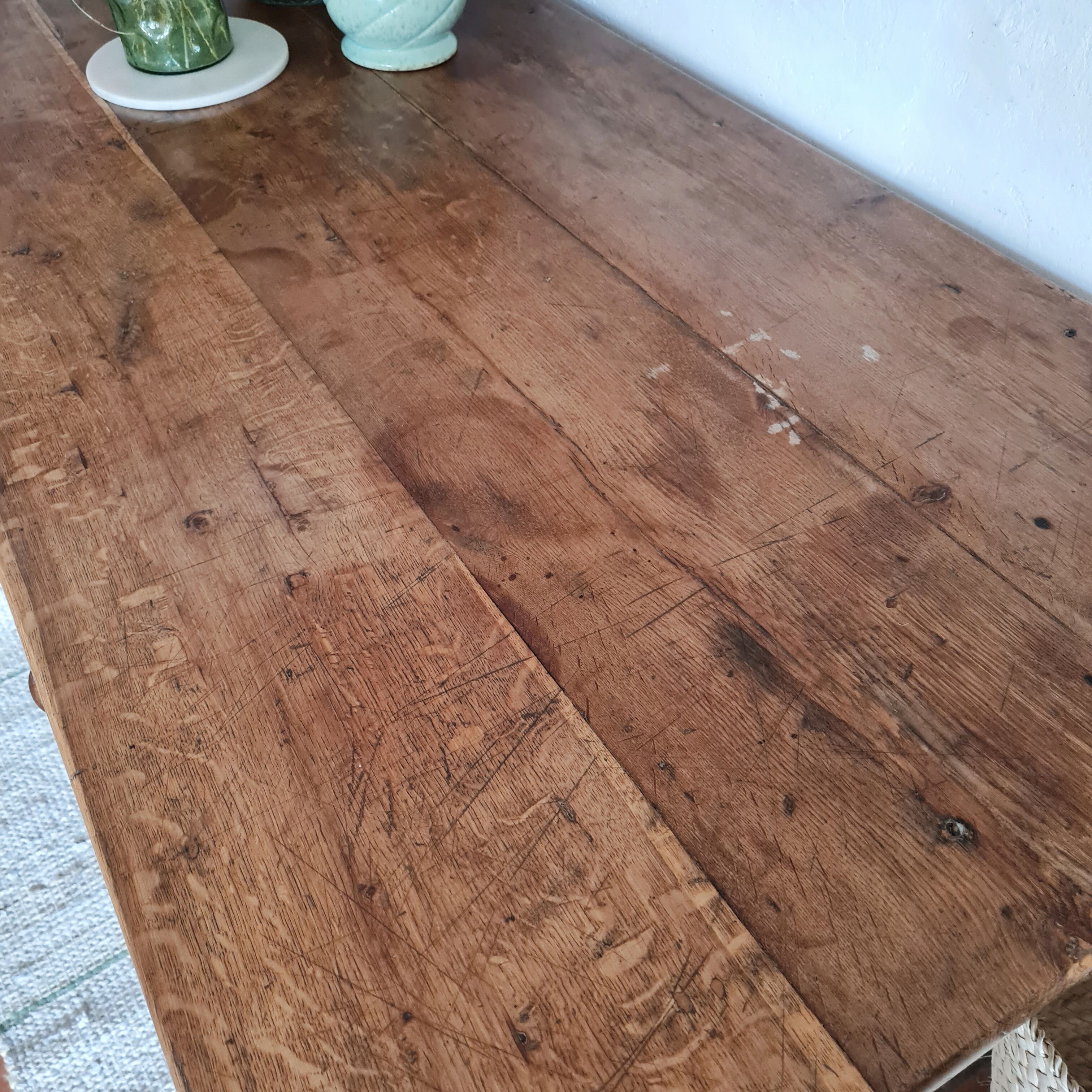 Old farmhouse table 2 drawers