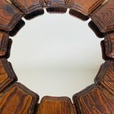 Brutalist mirror round wood 52 cm