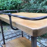 Rolling service in solid oak and wrought iron