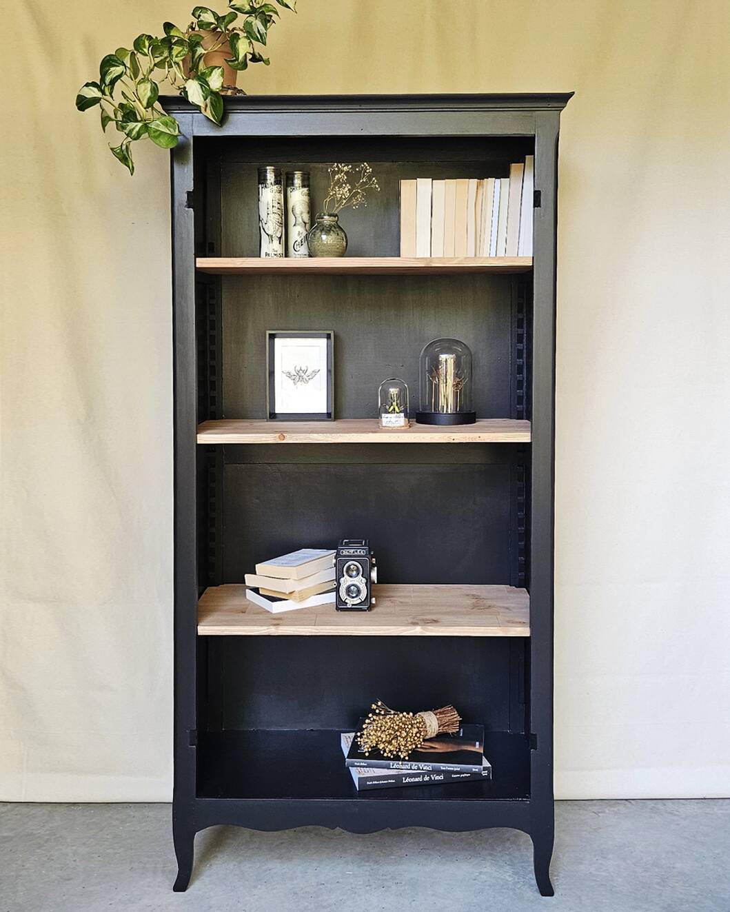 Black and wood bookcase