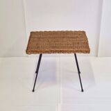 Vintage 1950s rattan side table