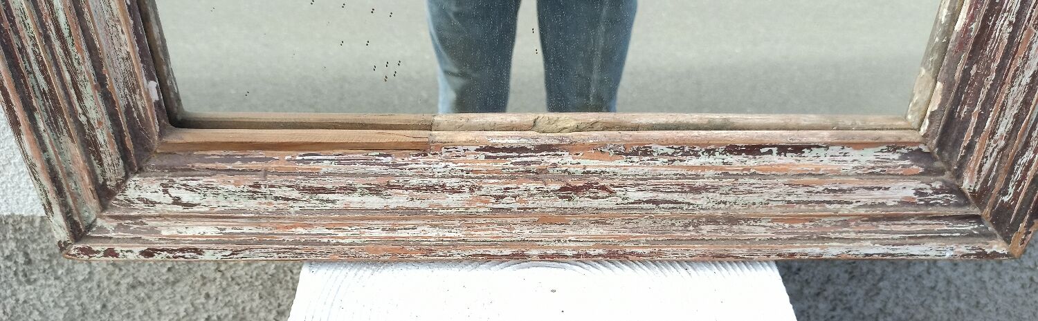 Rectangular mirror in old wood